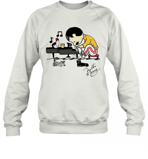 Freddie Mercury Playing Piano With His Cats Signature T-Shirt Unisex Sweatshirt