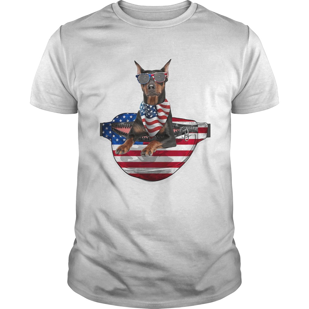 German pinscher waist pack flag american flag independence day shirt