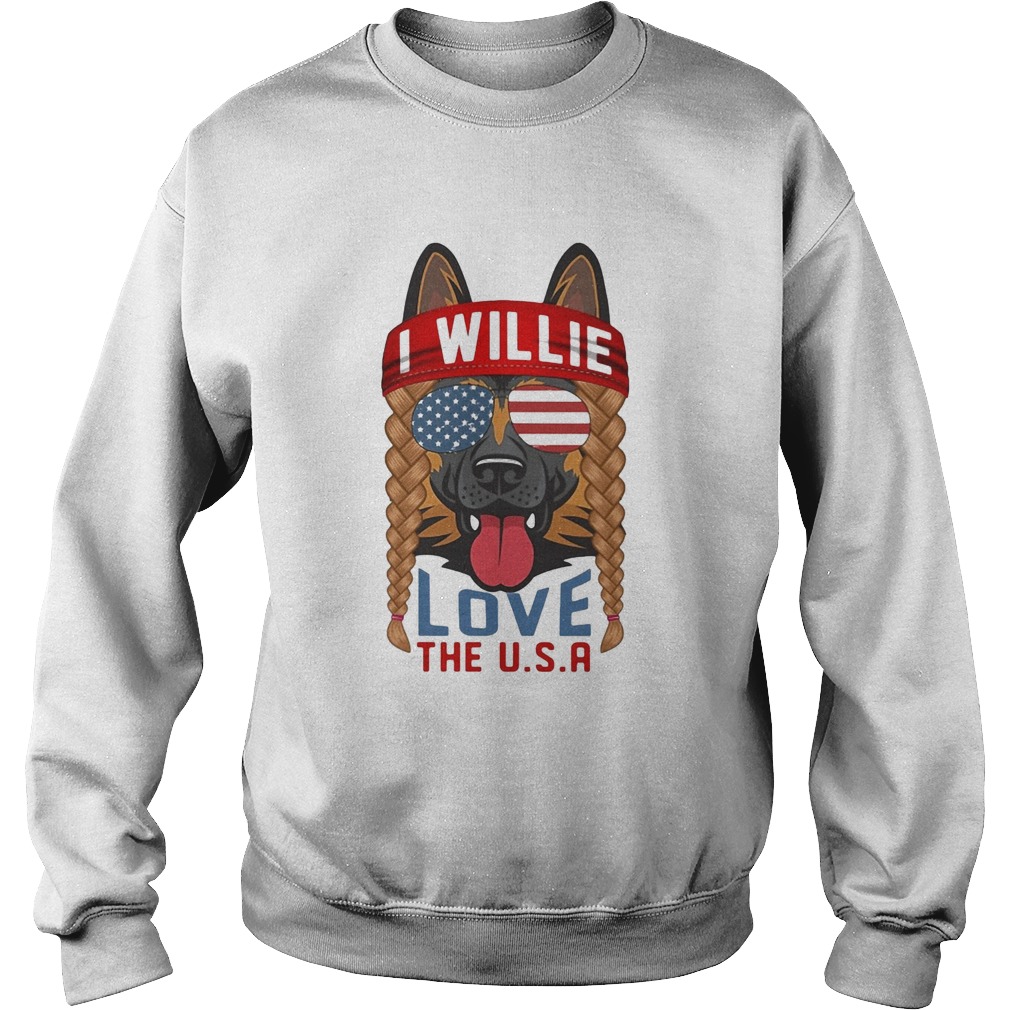 German shepherd I willie love the USA American flag veteran Independence Day  Sweatshirt