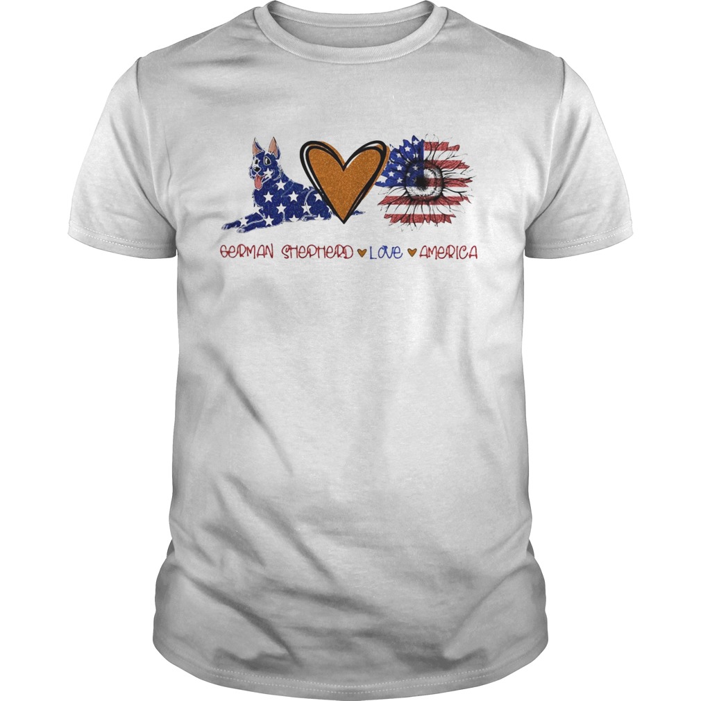 German shepherd love heart sunflower American flag veteran Independence Day shirt