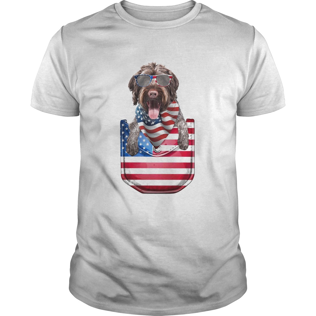 German wirehaired pointer pocket american flag independence day shirt