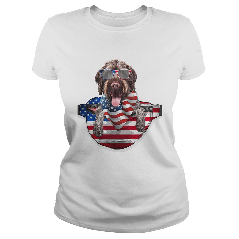 German wirehaired pointer waist pack american flag independence day  Classic Ladies