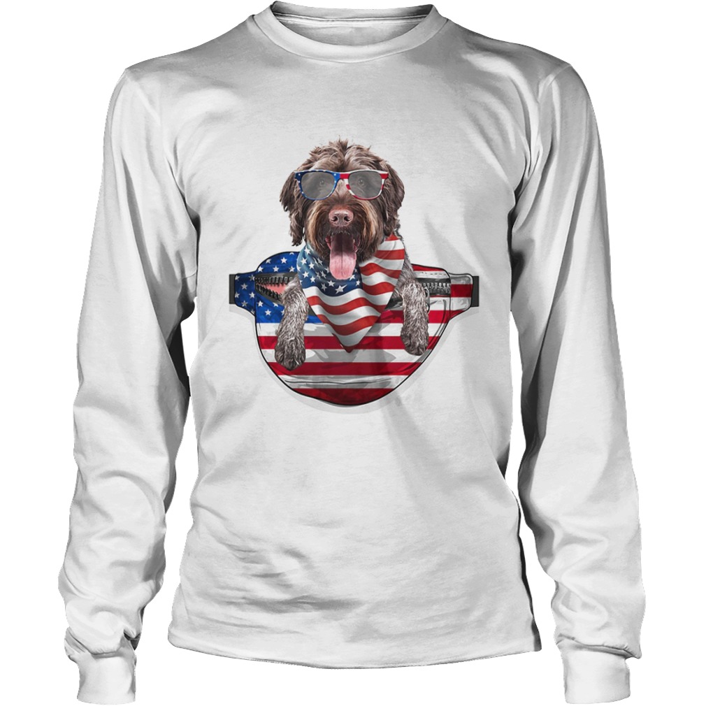 German wirehaired pointer waist pack american flag independence day  Long Sleeve