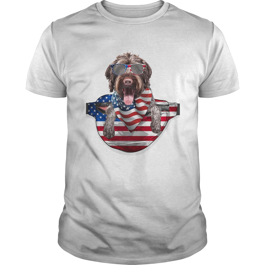 German wirehaired pointer waist pack american flag independence day  Unisex