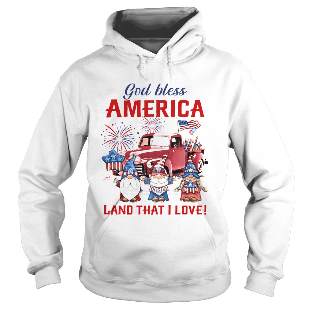 Gnomes god bless america land that i love firework american flag independence day  Hoodie