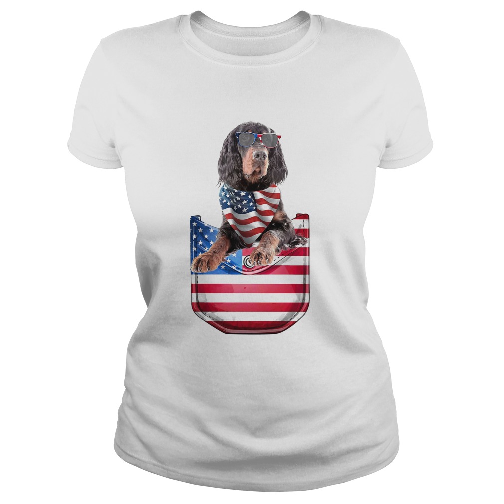 Gordon setter pocket american flag independence day  Classic Ladies