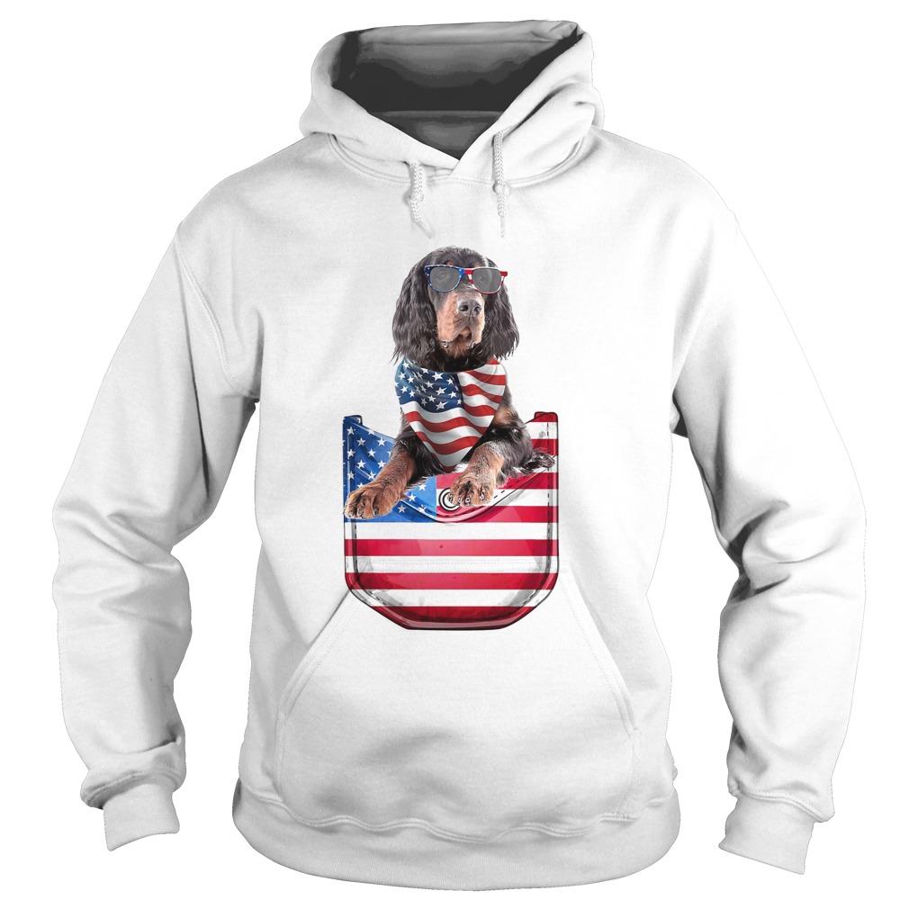 Gordon setter pocket american flag independence day  Hoodie