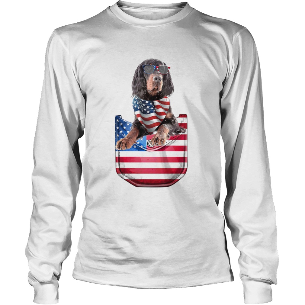 Gordon setter pocket american flag independence day  Long Sleeve