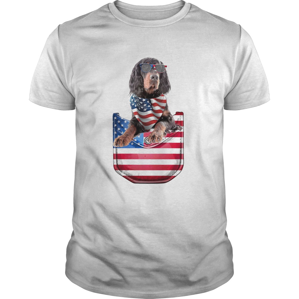 Gordon setter pocket american flag independence day  Unisex