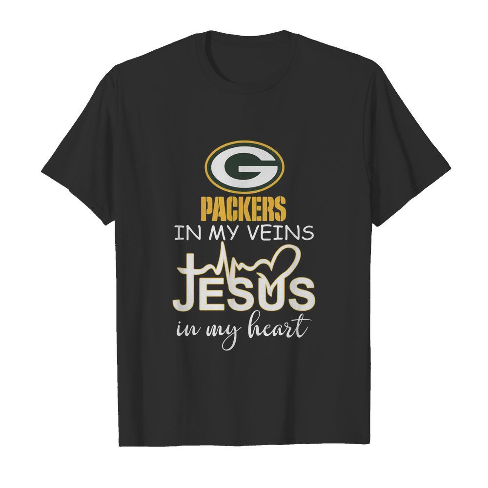 Green Bay Packers in my veins Jesus in my heart shirt