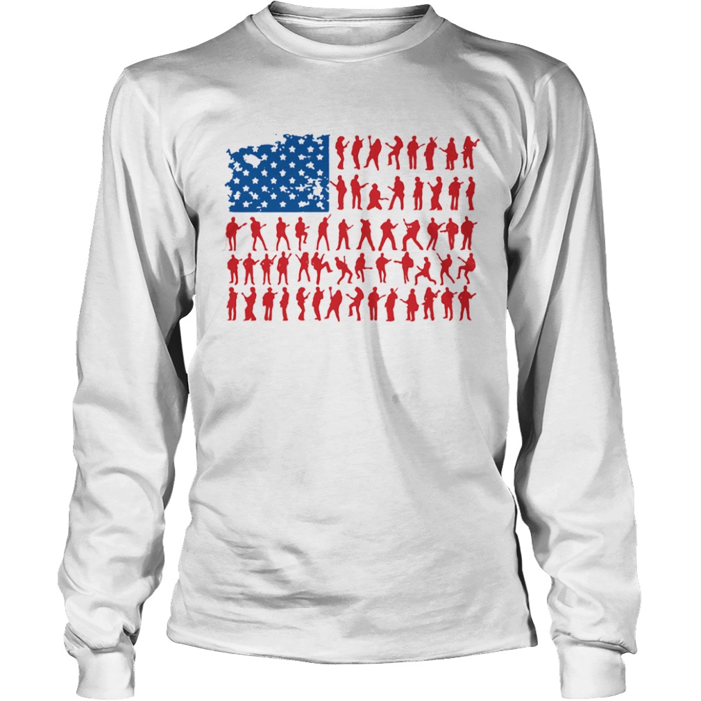 Guitar American flag veteran Independence Day  Long Sleeve