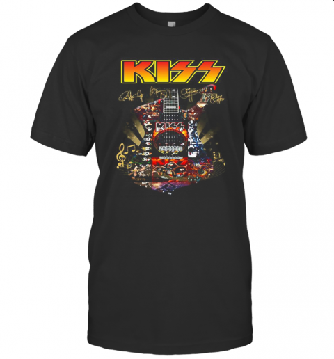 Guitar Kiss Band Members Signatures T-Shirt