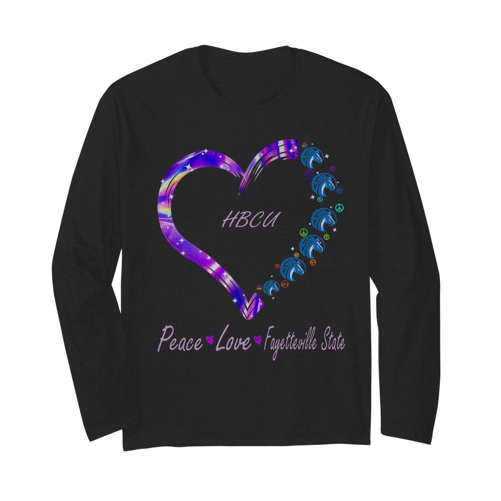 HBCU peace love Fayetteville State heart  Long Sleeved T-shirt 