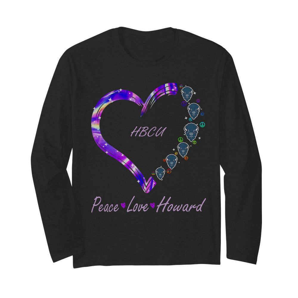 HBCU peace love Howard heart  Long Sleeved T-shirt 