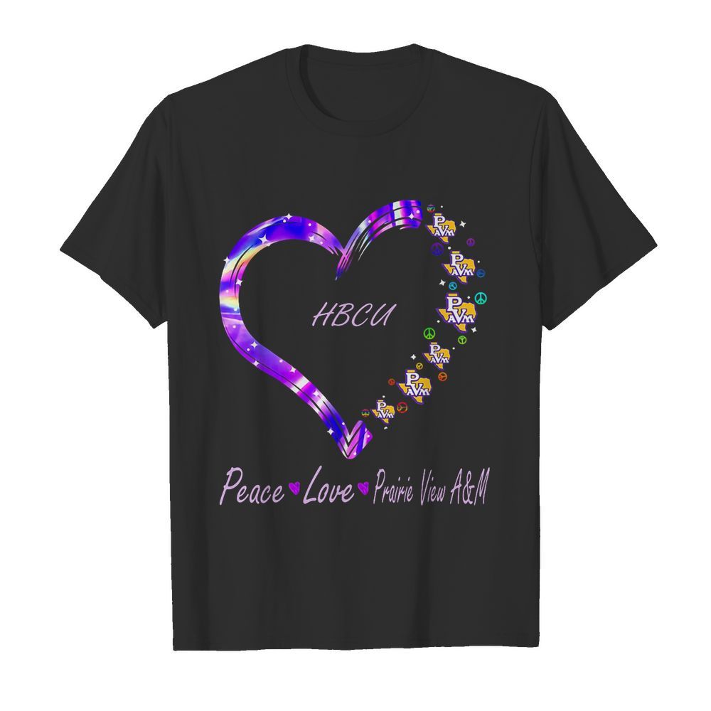 HBCU peace love Prairie View A & M heart shirt