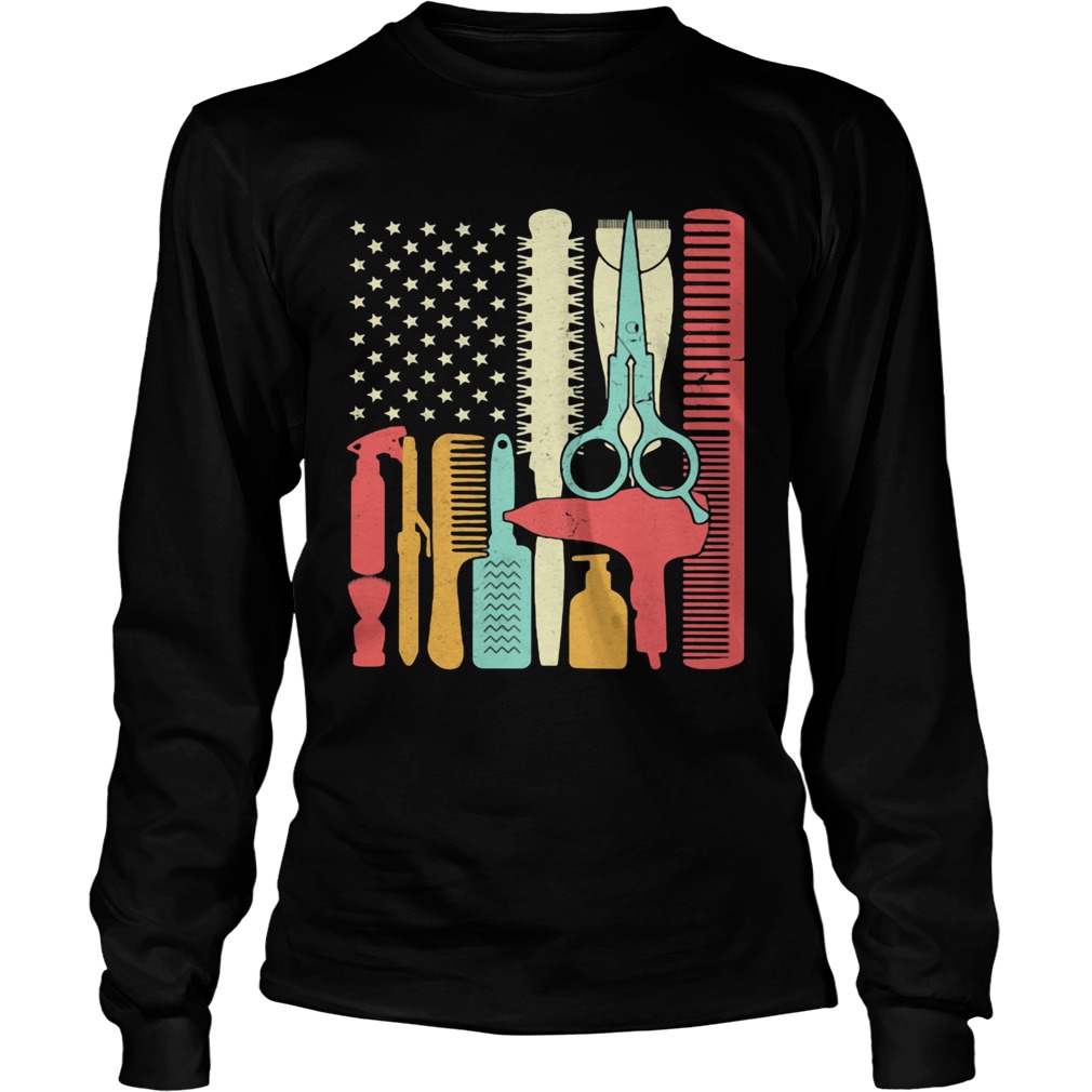 Hair stylist tools american flag independence day  Long Sleeve