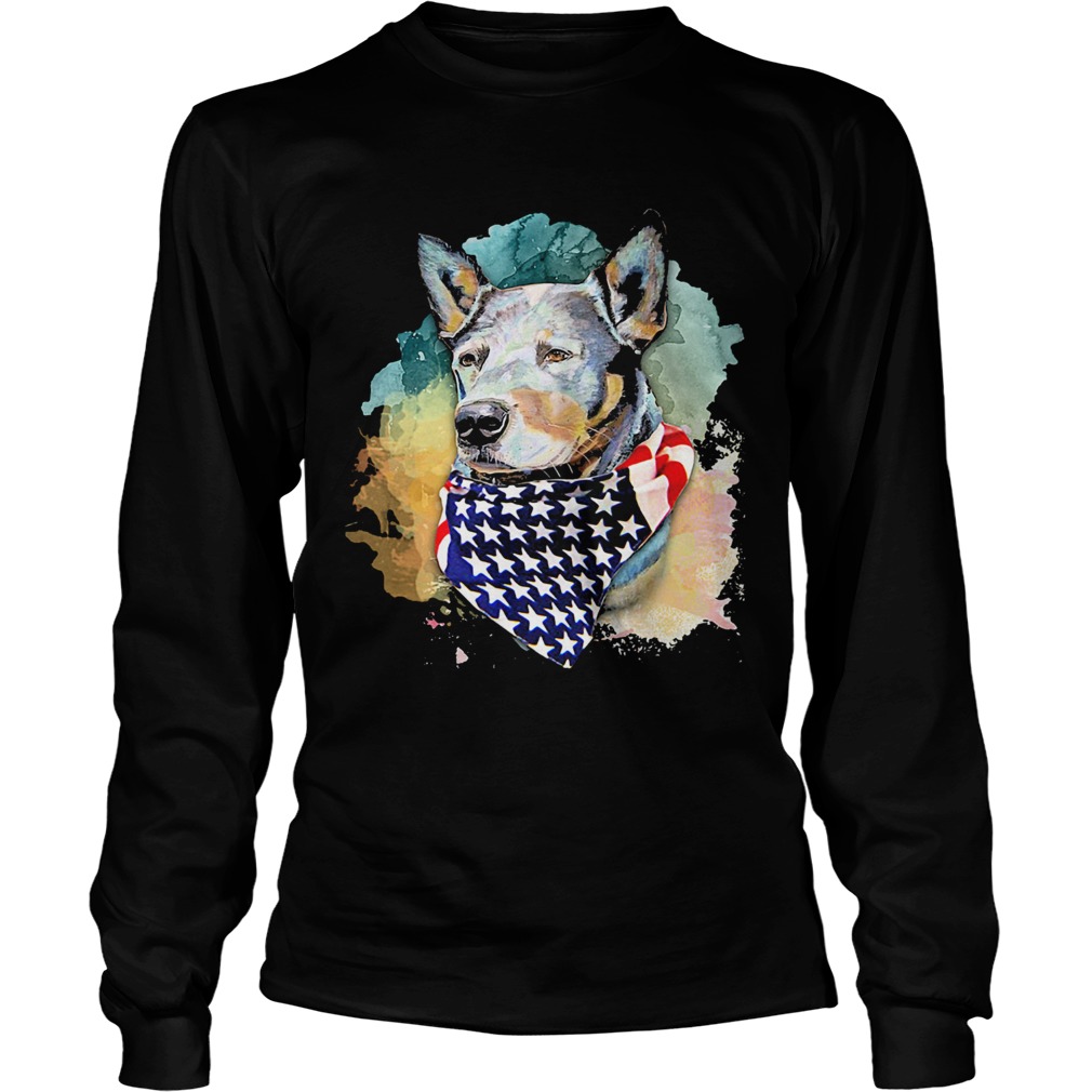 Heeler Dog Royal and Loyal America Flag Independence Day Art  Long Sleeve