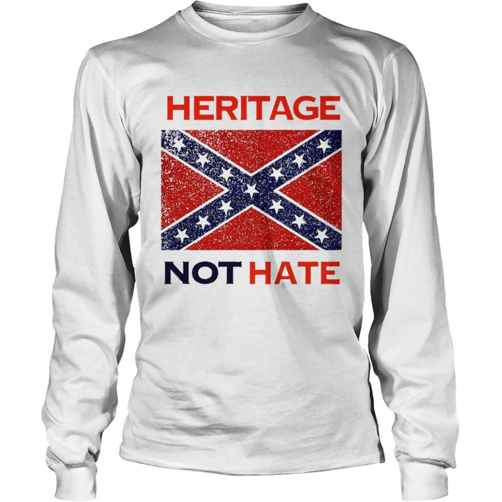 Heritage Not Hate Confederate Flag White  Long Sleeve