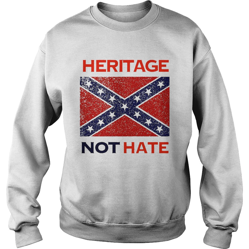 Heritage Not Hate Confederate Flag White  Sweatshirt