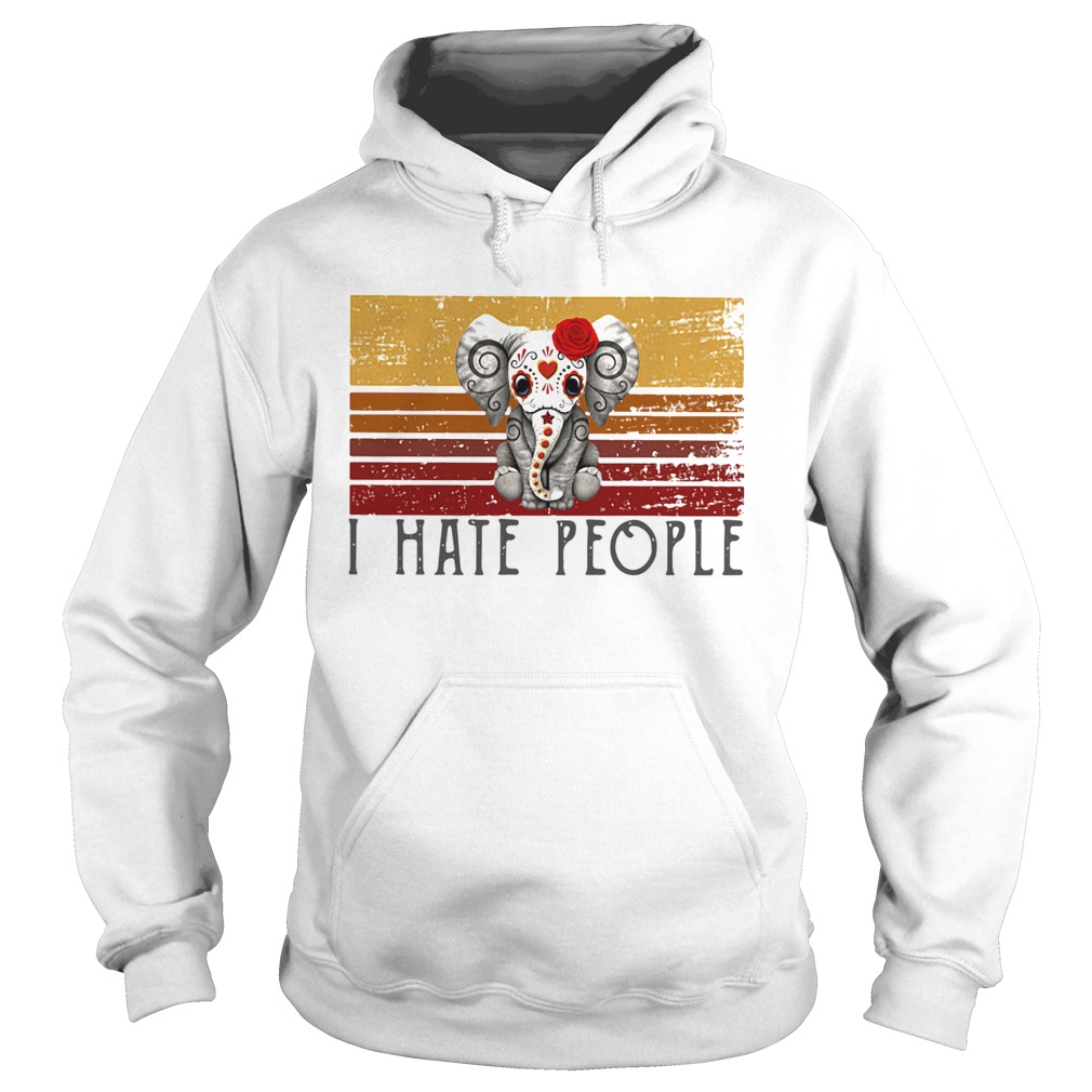 Hippie Elephant I Hate People Vintage Retro  Hoodie