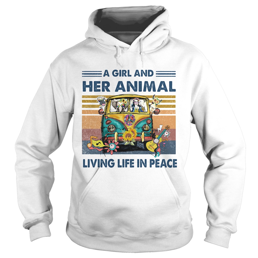 Hippie bus a girl and her animal living life in peace vintage retro  Hoodie