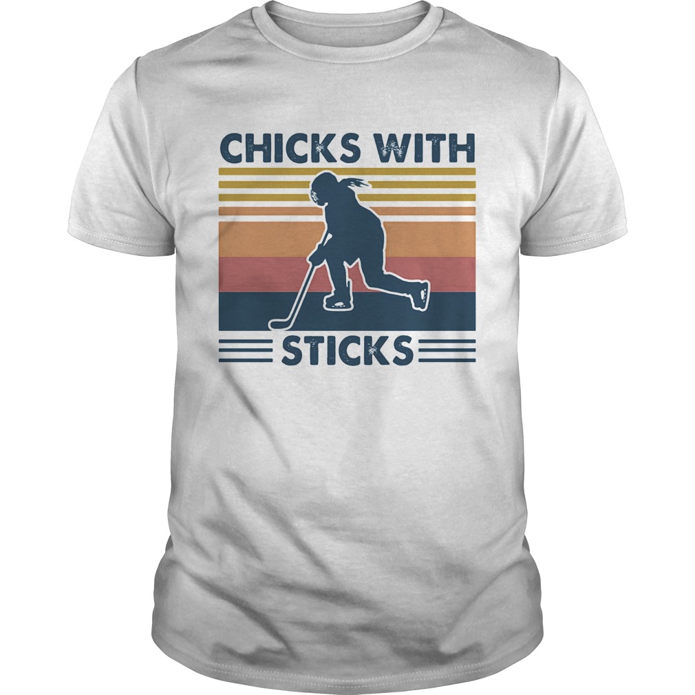 Hockey chicks with sticks vintage retro shirt