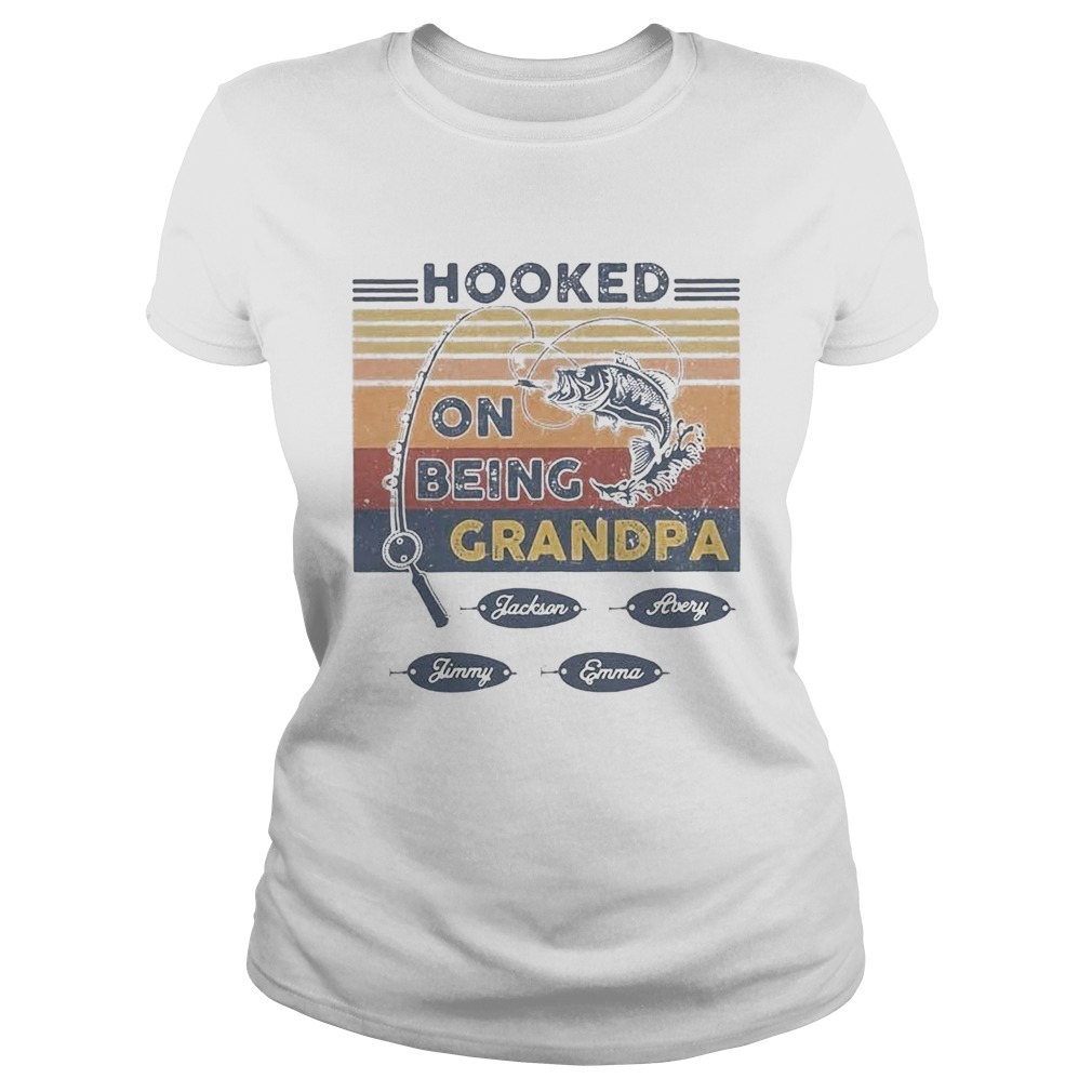 Hooked on being grandpa fishing vintage  Classic Ladies