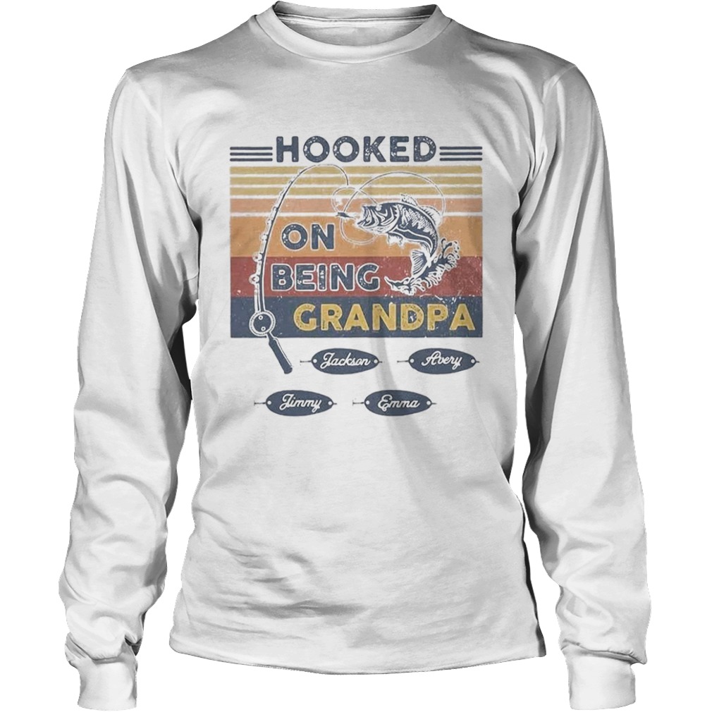 Hooked on being grandpa fishing vintage  Long Sleeve