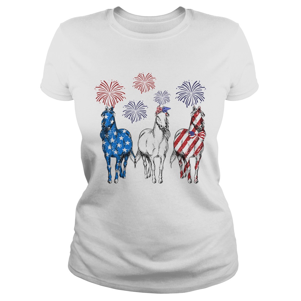 Horses firework american flag independence day  Classic Ladies