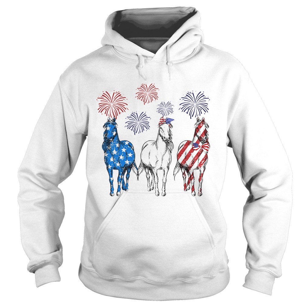 Horses firework american flag independence day  Hoodie