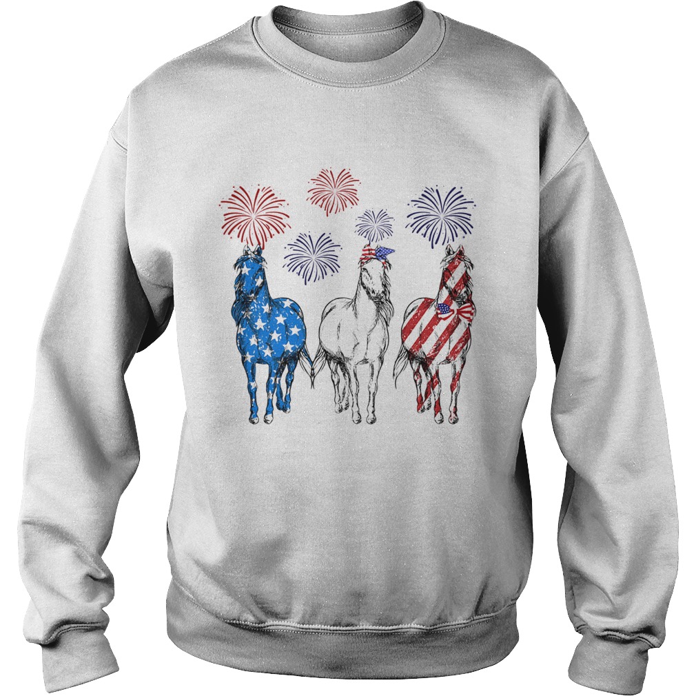 Horses firework american flag independence day  Sweatshirt