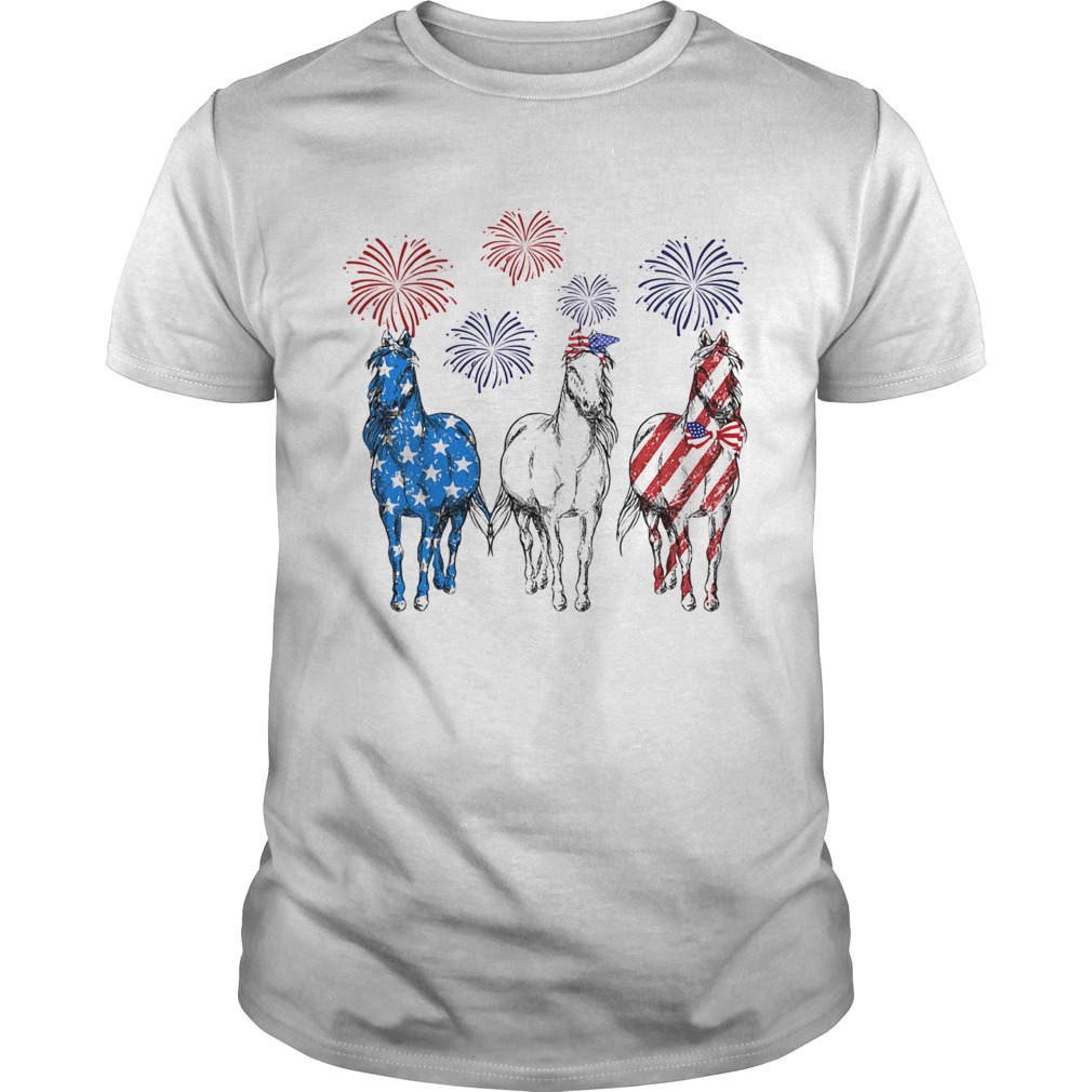 Horses firework american flag independence day  Unisex