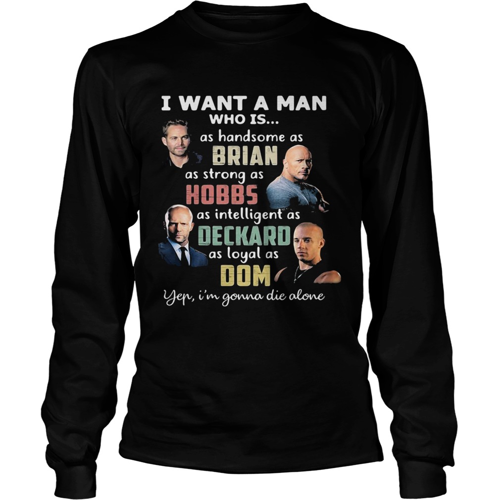 I want a man who is as handsome as brian as strong as hobbs as intelligent as deckard as loyal as d Long Sleeve