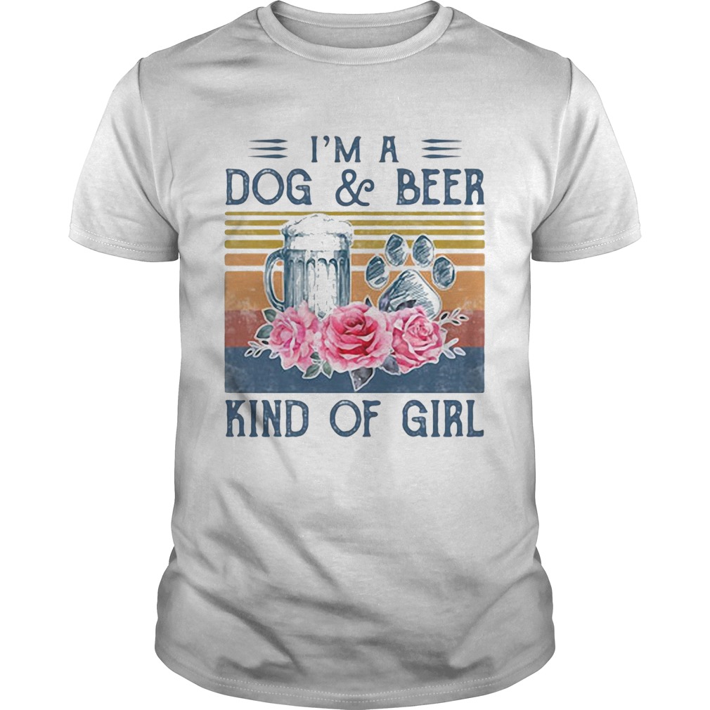 Im a paw dog and beer kind of girl flowers vintage retro shirt