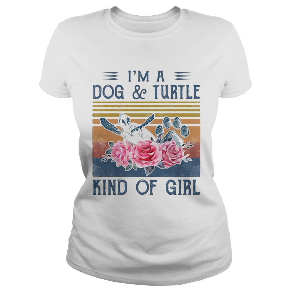 Im a paw dog and turtle kind of girl flowers vintage retro  Classic Ladies