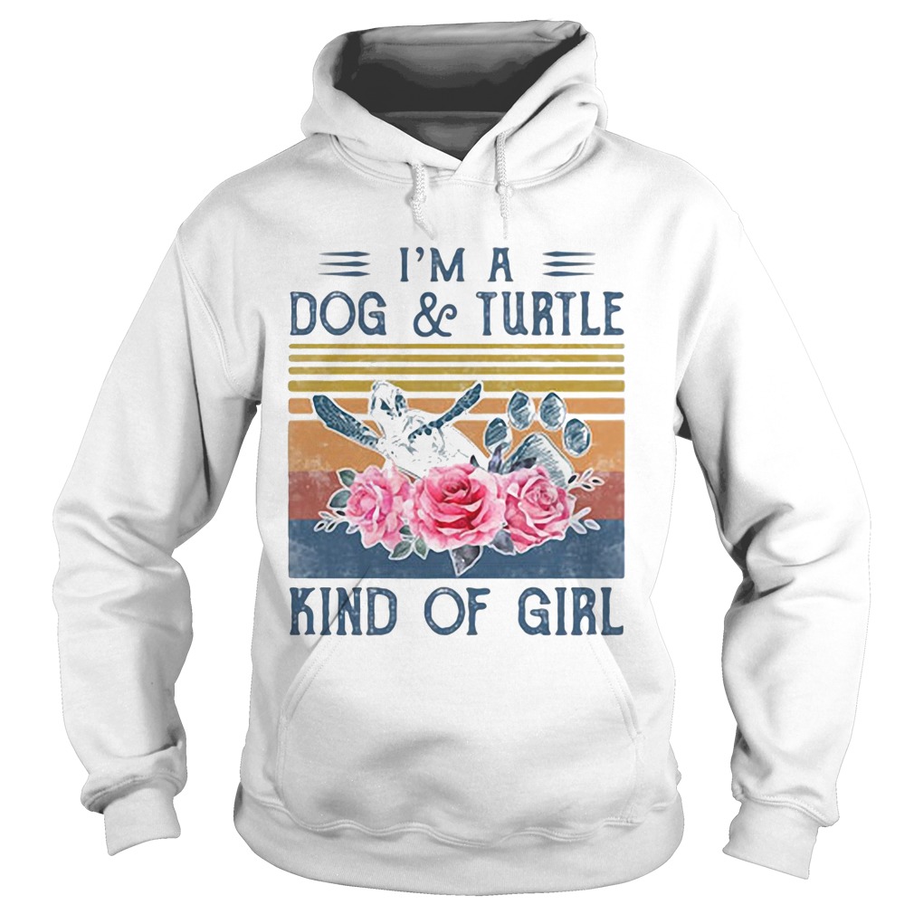 Im a paw dog and turtle kind of girl flowers vintage retro  Hoodie