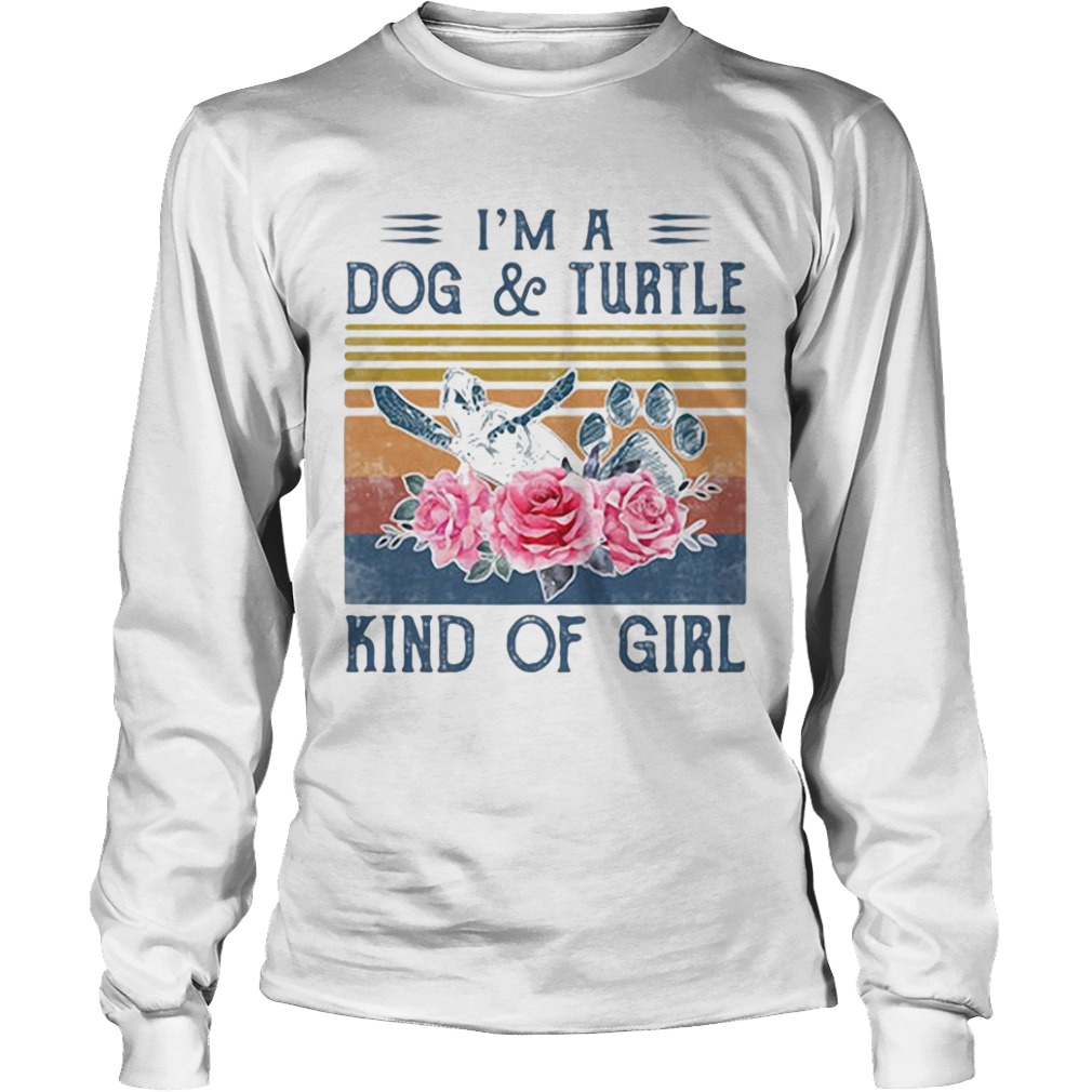 Im a paw dog and turtle kind of girl flowers vintage retro  Long Sleeve