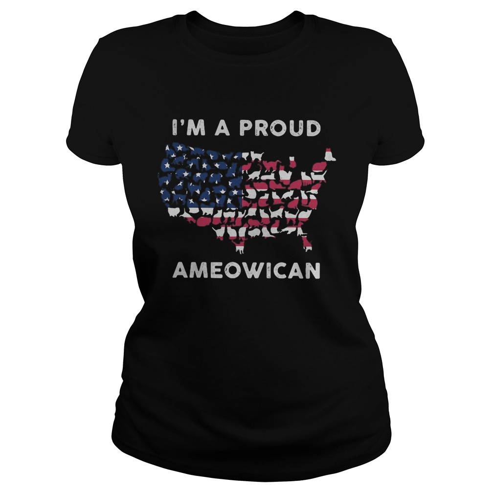 Im a proud Ameowican American flag veteran Independence Day  Classic Ladies