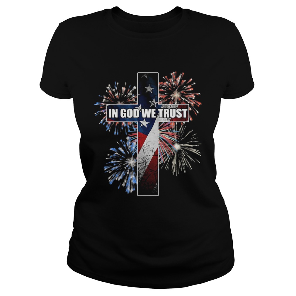 In god we trust jesus firework american flag independence day  Classic Ladies