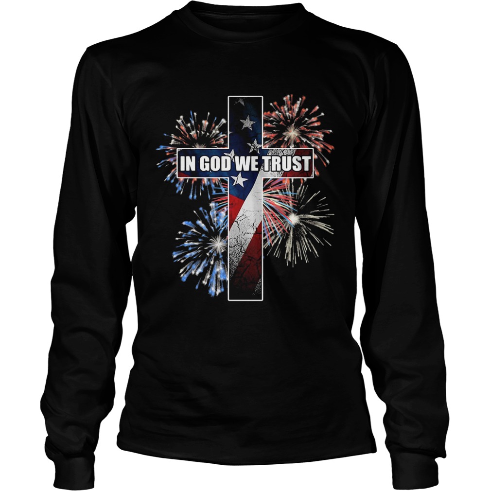 In god we trust jesus firework american flag independence day  Long Sleeve