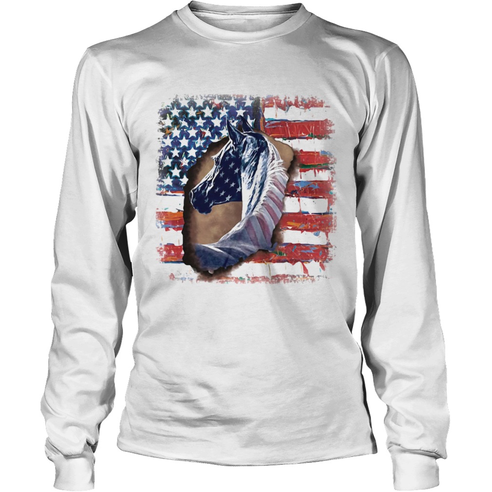 In horse cool American flag  Long Sleeve