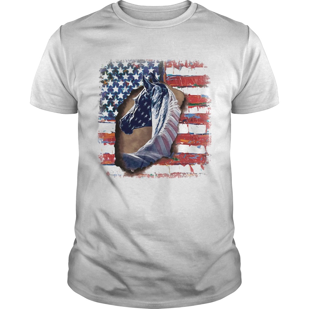 In horse cool American flag shirt