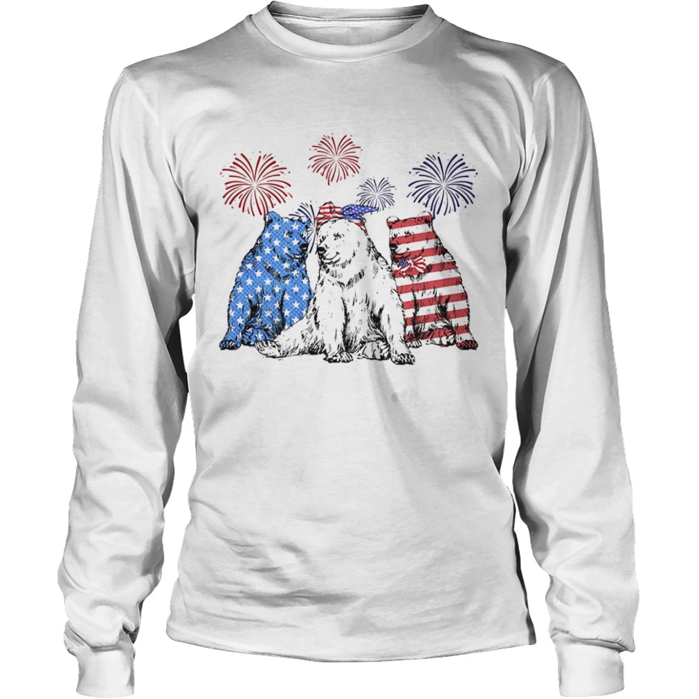 Independence Day Bears Wear Bow Tie Firework  Long Sleeve