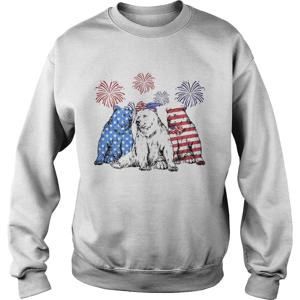 Independence Day Bears Wear Bow Tie Firework  Sweatshirt