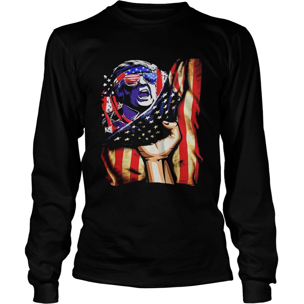 Independence Day Trump glasses flag america  Long Sleeve