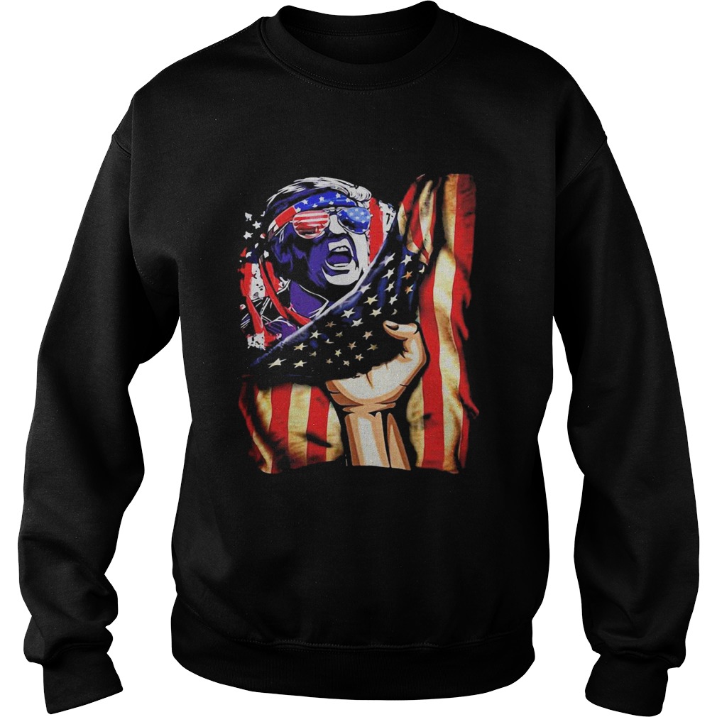 Independence Day Trump glasses flag america  Sweatshirt