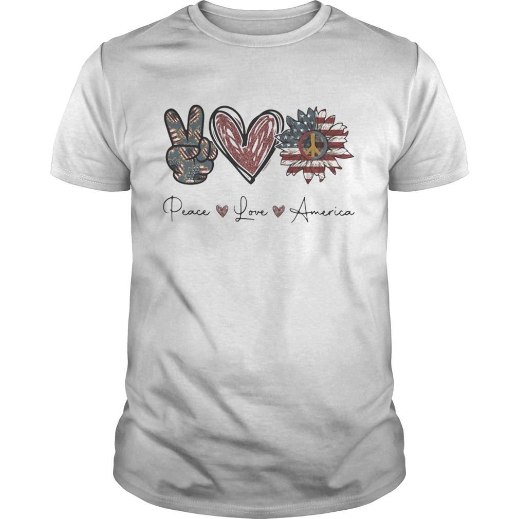 Independence Day peace love sunflower america shirt