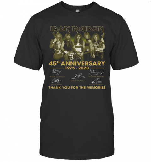 Iron Maiden 45Th Anniversary 1975 2020 Thank You For The Memories Signatures T-Shirt