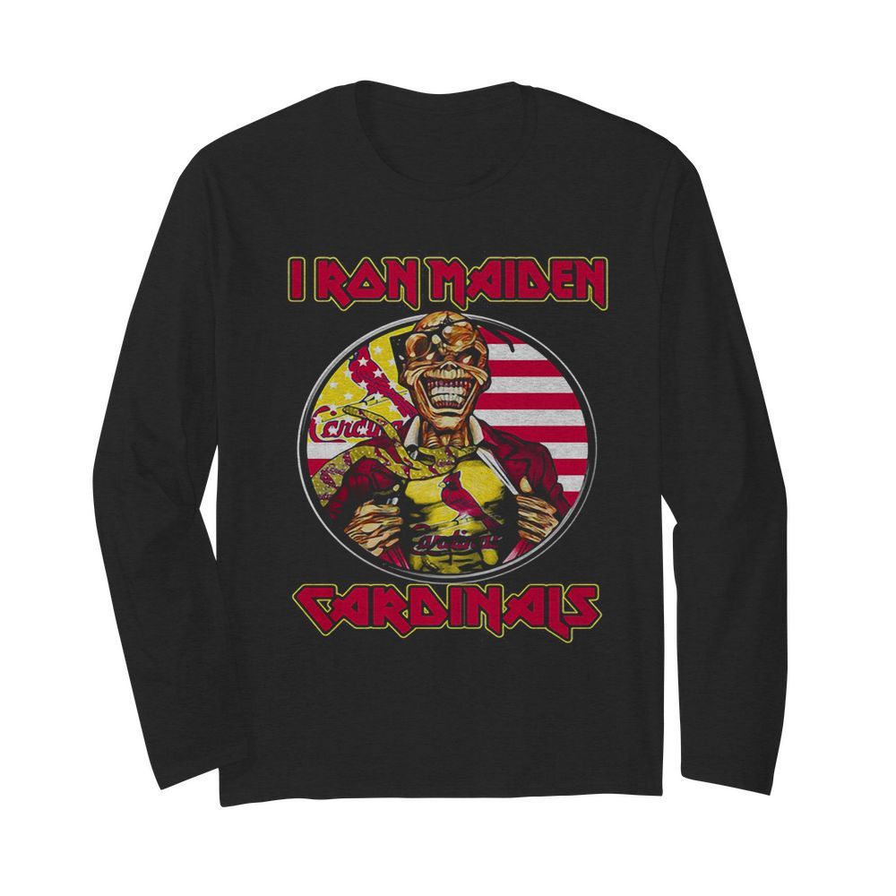 Iron maiden st. louis cardinals american flag independence day  Long Sleeved T-shirt 