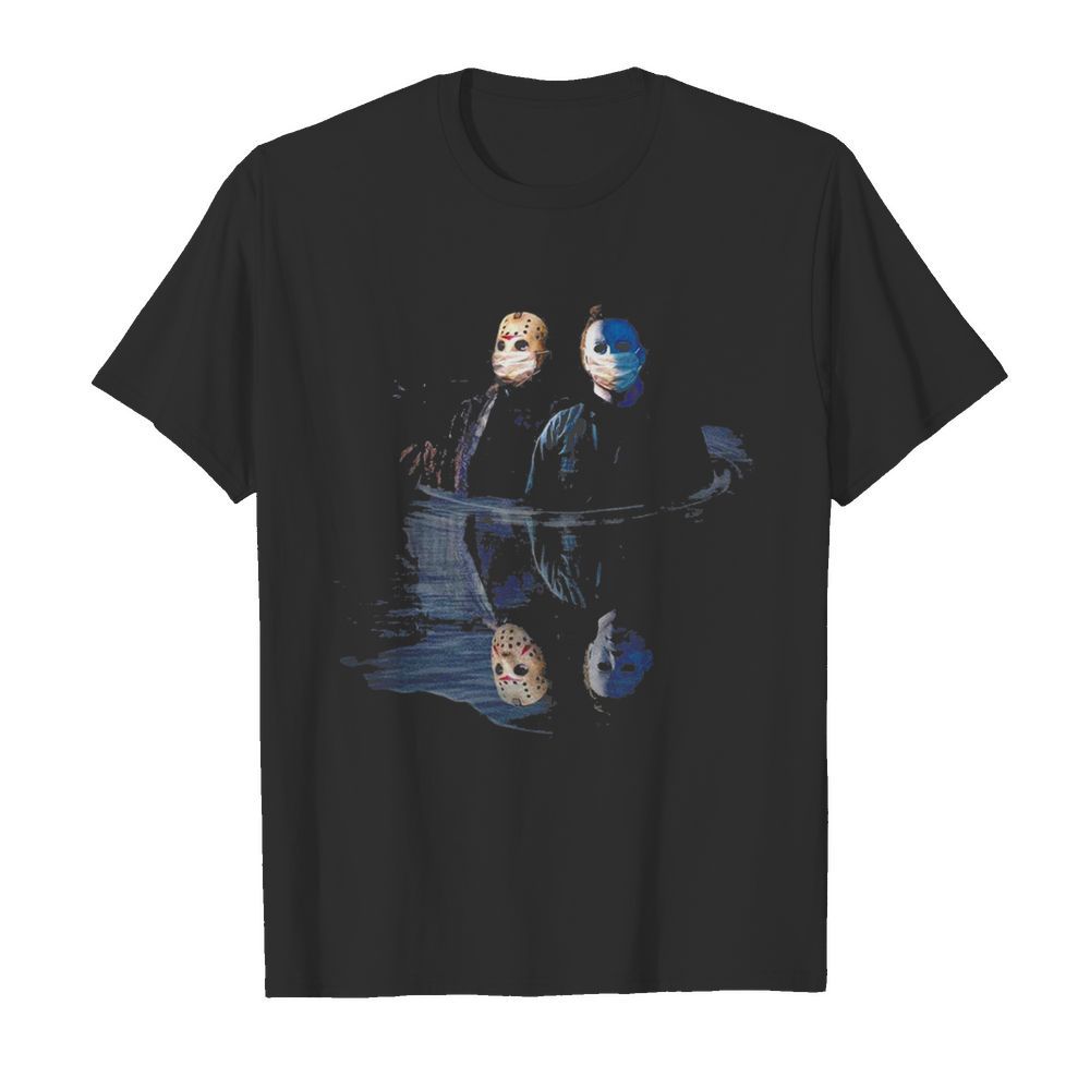 Jason Voorhees And Michael Myers Face Mask Water Mirror Reflection  Classic Men's T-shirt